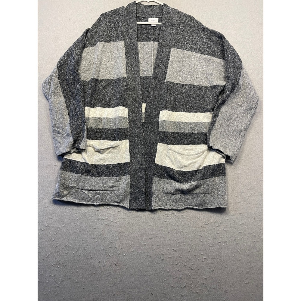 Old Navy Cardigan Knit Grey White Striped XL Womens